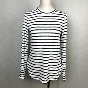 BANANA REPUBLIC Women's Curved Hem Blue Sripes Knit T-SHIRT Lightweight Top